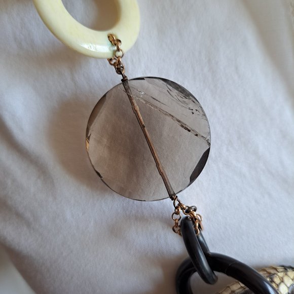 AMLE Italian Python Snakeskin Long Chain Horn Necklace - Picture 15 of 16